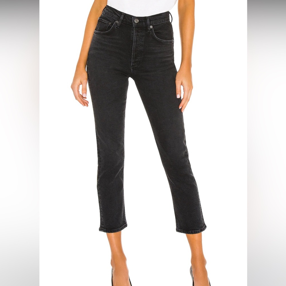Agolde Riley High Rise Straight Crop in Black Pepper